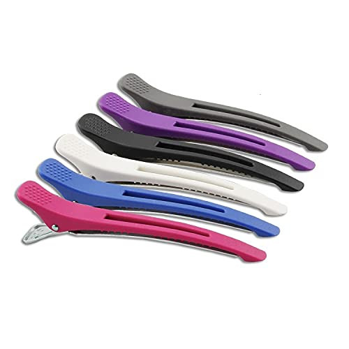 6Pcs/set Pinup Plastic Duck Bill Hair Clips for Sectioning Hair - Professional Non Slip Silicone band Clips Salon DIY Accessories Hairpins Hairgrip f