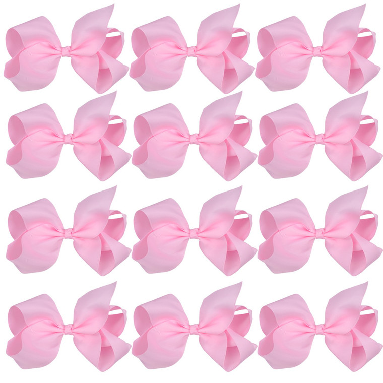 Large Boutique Hair Bows 6 Inch Cheerleading Cheerleader Cheer Bow Alligator Clips(Pink)