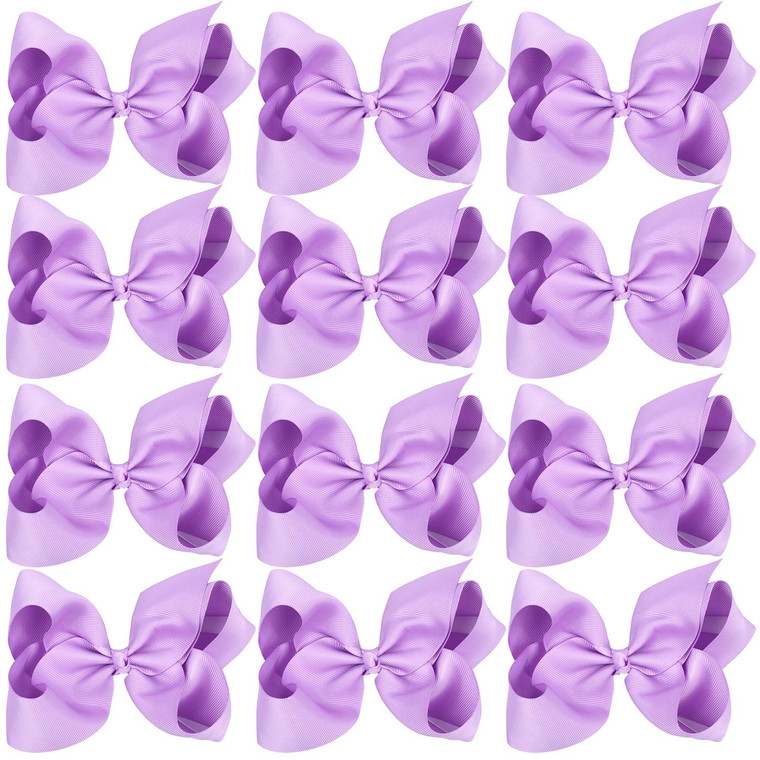 Large Boutique Hair Bows 6 Inch Cheerleading Cheerleader Cheer Bow Alligator Clips(Purple)