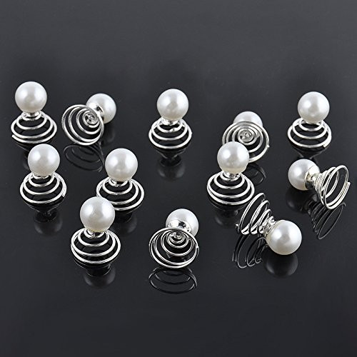 Chris.W 12Pcs Spiral Hair Pins Swirl Hair Twists Coils Hair Clip Accessories for Wedding, Prom, Party and Special Event(Pearl)
