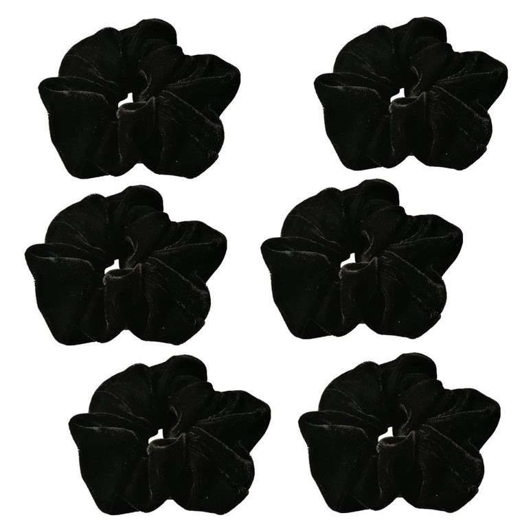 6 Pcs Black Color Large Size Velvet Scrunchies for Women Hair Elastic Bands