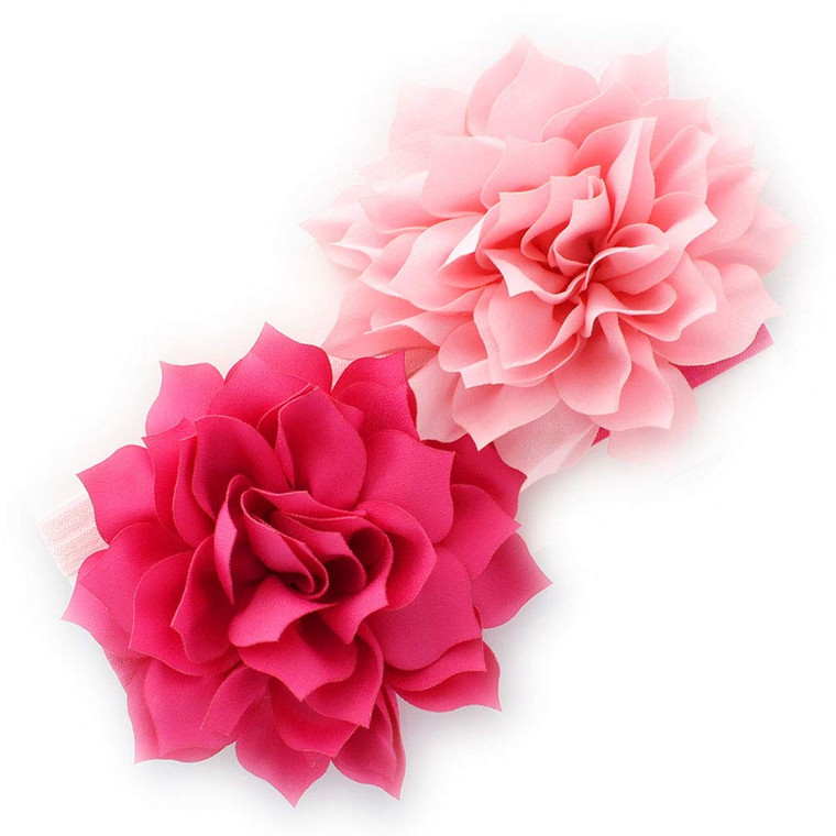 My Lello Petal Flower Headbands Girls Toddler Mixed Colors 2-Pack (Shocking Pink/Light Pink)