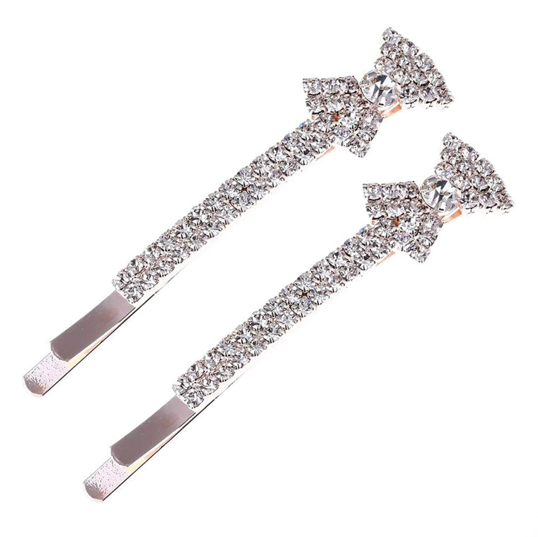2PCS Rhinestone Hair Barrette Clip Hair Pin Beautiful Crystal Bobby Pin Hairpin for Women Lady Girls