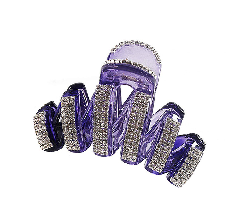 Fodattm Women Lady Fashion Large Fancy Rhinestones Hair Clamp Hair Claw Clips Elegant Crystal Jaw Clips Hairpins (Violet)