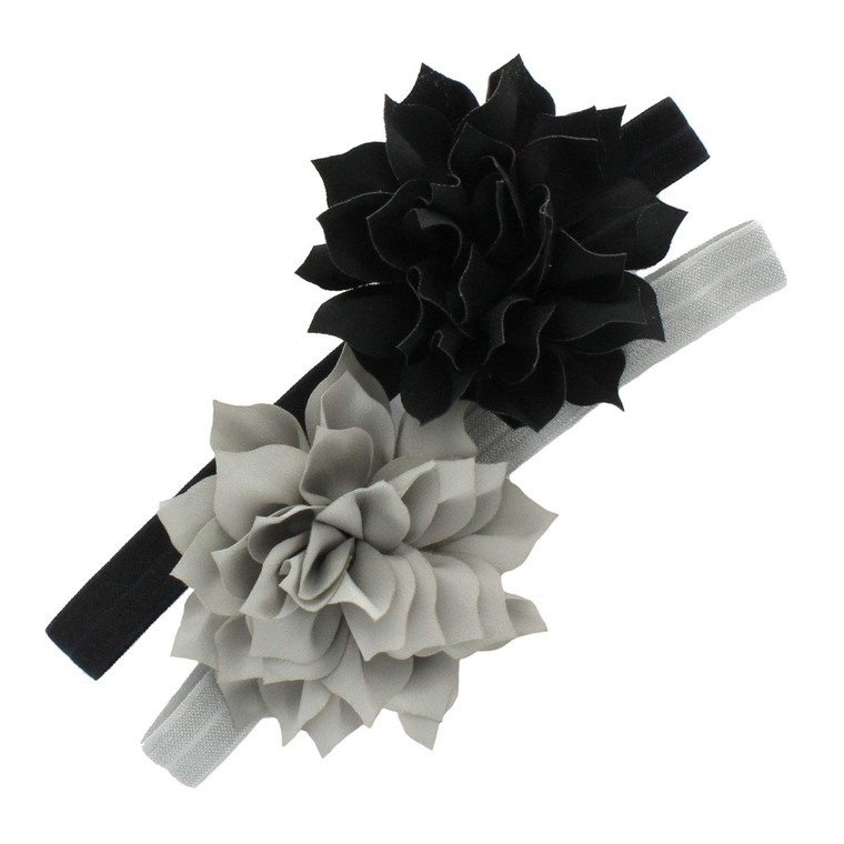 My Lello Baby Petal Flower Headbands Mixed Colors 2-Pack (Black/Gray)