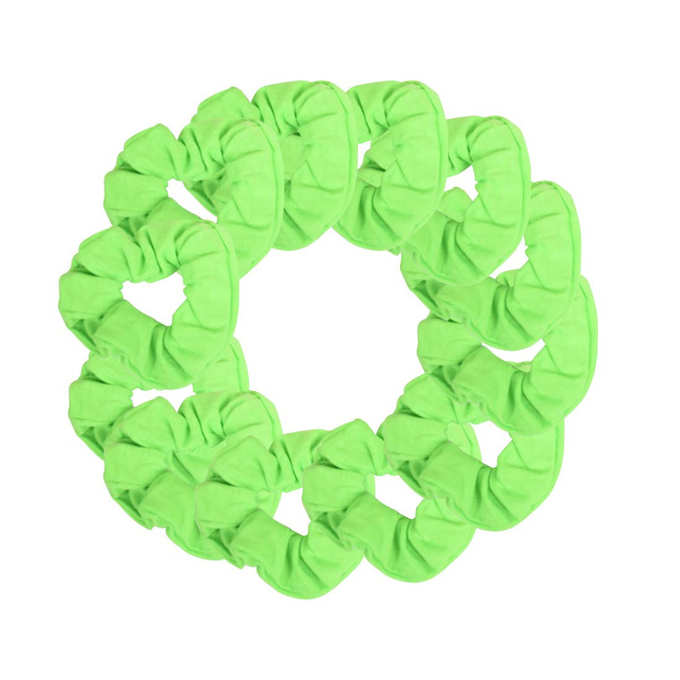 12 Pack Solid Hair Ties Scrunchies (Neon Green)