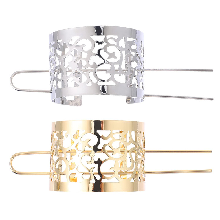 LUOZZY 2 Pcs Chinese Hair Cuff Bun for Women Hair Sticks Retro Hair Accessories for Women Girls (Gold Silver)