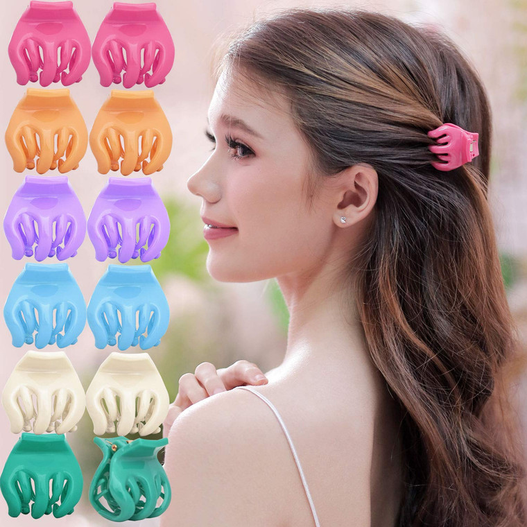 RC ROCHE ORNAMENT 12 Pcs Womens Octopus Claws Jaw Pumpkin Hair Clips Interlocking Teeth Strong Hold No Slip Grip French Clutcher Clamp Classic Beauty