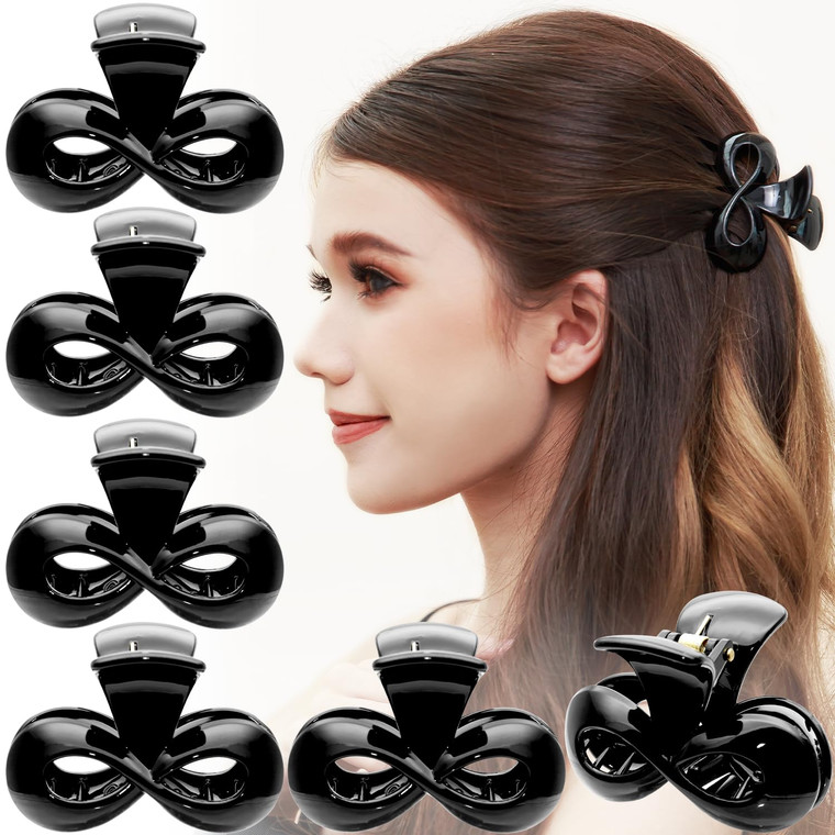 RC ROCHE ORNAMENT 6 Pcs Womens Infinity Bow Hair Clip Cute Claw Jaw Spring Strong Hold Secure Grip No Slip Interlocking Teeth Girls Fashion Clamp Cli