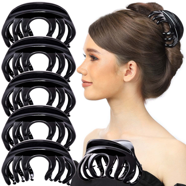 RC ROCHE ORNAMENT 6 Pcs Womens Elegant Premium Luxe Chic Styling Sectioning Super Strong Hold Non Slip Big Hair Pin Grips Claw Jaw Clamp Clips, Large