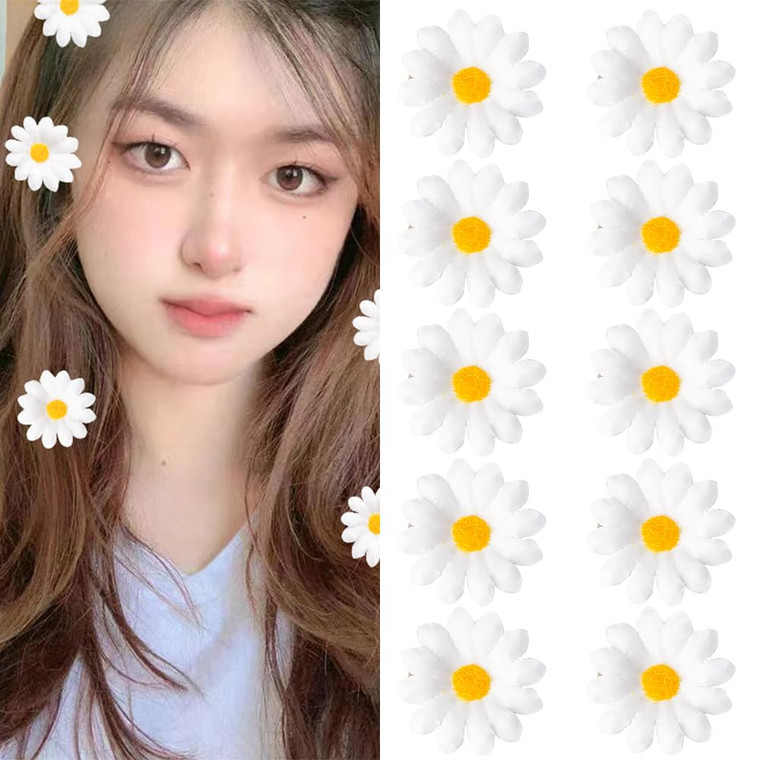 Daisy Sunflower Hair Clip Flower Hair Barrettes for Women Girls White Daisy Flower Hair Clips Sunflower Hair Pin Beach Wedding Hair Accessories for B