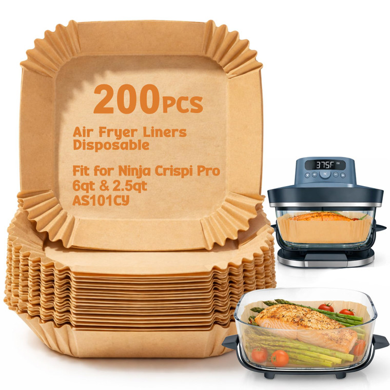 Palksky Silicone Air Fryer Liners for Ninja Crispi 4-In-1 Portable Glass Air Fryer Cooking System, 2Pcs Glass Airfryer Containers Accessories, Large