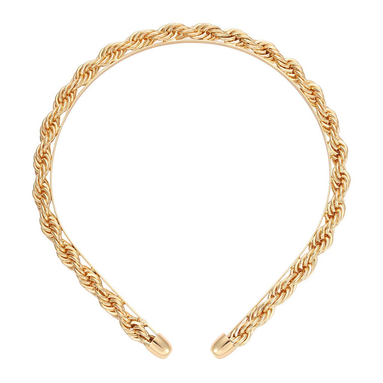 HZEYN Chain Headband for Women Gold Metal Twisted Hair Chains Statement Hairband Hair Accessories (Gold)