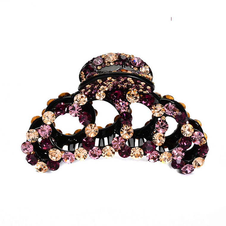 Suoirblss Woman Glinted Crystal Hair Clip Claw Pins Large Fancy Rhinestones Claw Clip Jaw Clips for Thick Hair (Purple champagne)
