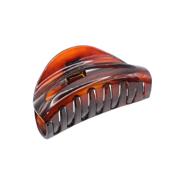 Parcelona French Vrille Medium 3.5" Celluloid No Slip Grip Volume Jaw Hair Claw Clips for Women and Girls, Made in France (Tortoise Shell)