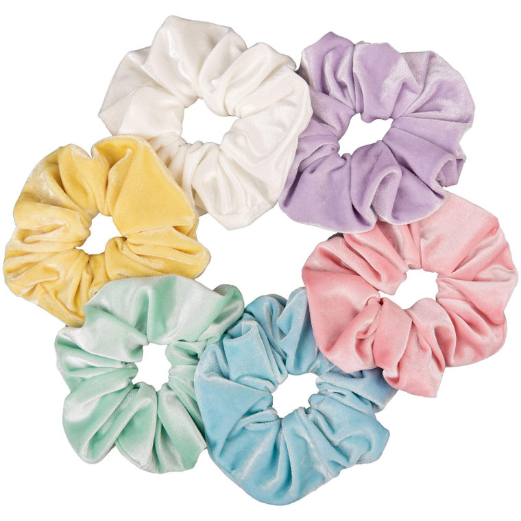 Whaline Pastel Hair Scrunchies Large Velvet Elastic Scrunchy Bobbles Ice Cream Color Hair Bands Soft Hair Ties Hair Accessories for Girls Women, 6 Co