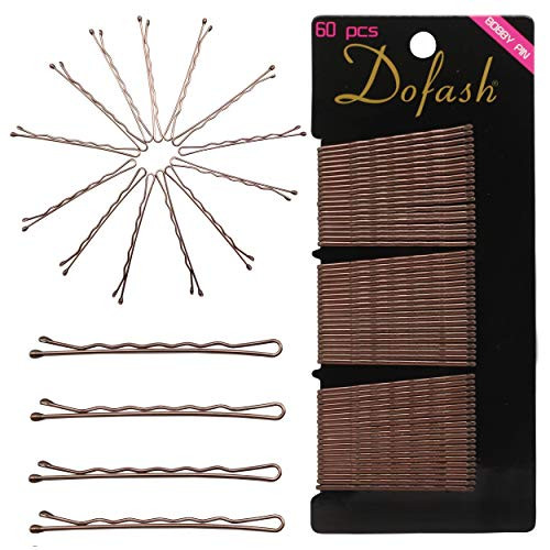 Dofash 5CM/2in Wavy Bobby Pins Brown Hairpins Metal Hair Grips for Hair Decoration 60pcs (Brown)