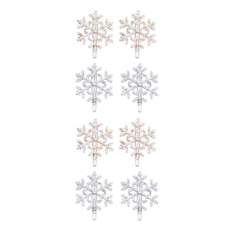 Beaupretty 8 Pieces Christmas Snowflake Hairpins Blue Rhinestone Snowflake Hair Clips Metal Bobby Pins Winter Barrettes for Women Girls