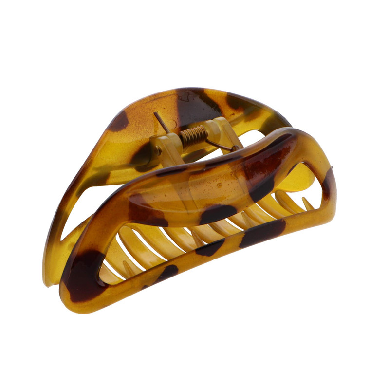 3.5 Inch Cutout Acrylic Jaw Clip Hair Claw Clip For Women - Gold Leopard Print