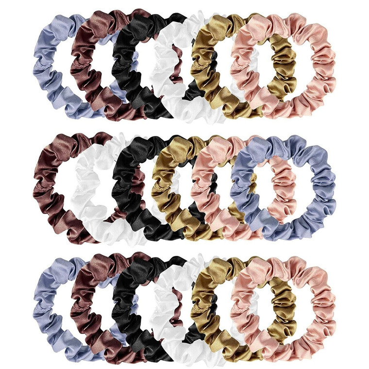 18 Pieces Silk Hair Scrunchies Silk Hair Tie Elastic Ponytail Holders for Women Girls Hair Accessories (004)