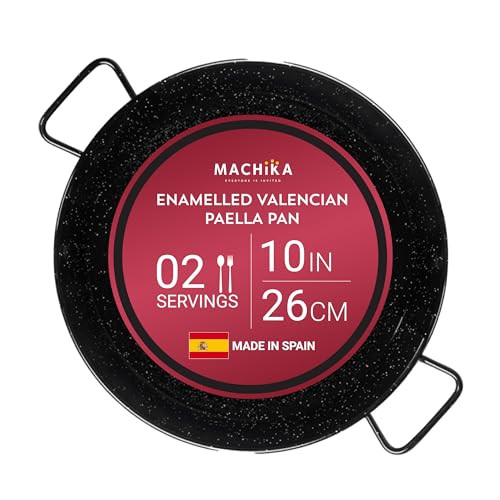 Machika Enamel Paella Pan | Paella Pan | Skillet for Paella and Rice Recipes | Perfect for Indoor & Outdoors | Easy Cleaning | Rust Proof Coating | 4