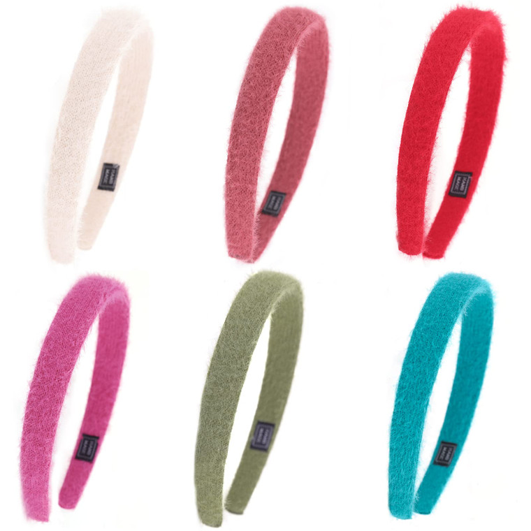Jaqakid 6pcs Fluffy Headbands for Girls,Fluffy Headbands for Women,Plain Headbands for Crafts,(6pcs fluffy)