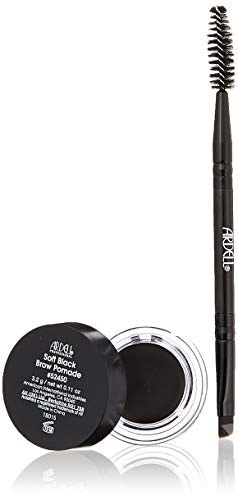 Ardell Brow Pomade - Soft Black, Smudge-Proof Long-Lasting Eyebrow Makeup, with Dual-Ended Precision Brush and Spoolie for Defined and Natural Brows,