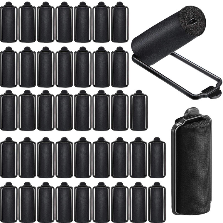 WILLBOND 40 Pieces Sponge Hair Rollers 1 x 2.6 Inch Satin Rollers for Black Hair Soft Curler Flexible Styling Wave Curlers for Hairdressing Styling