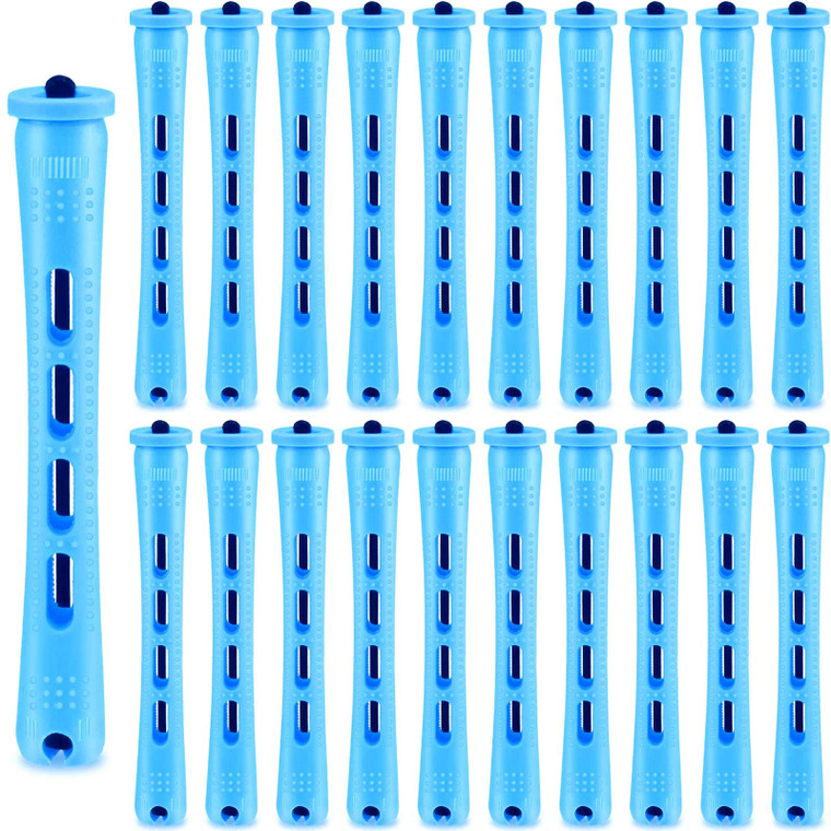 WILLBOND 60 Pcs Perm Rods for Long Hair Plastic Curl Rods Cold Wave Irons Curling Roller for Hair Styling Hairdressing Tools(0.35 Inch,Blue)