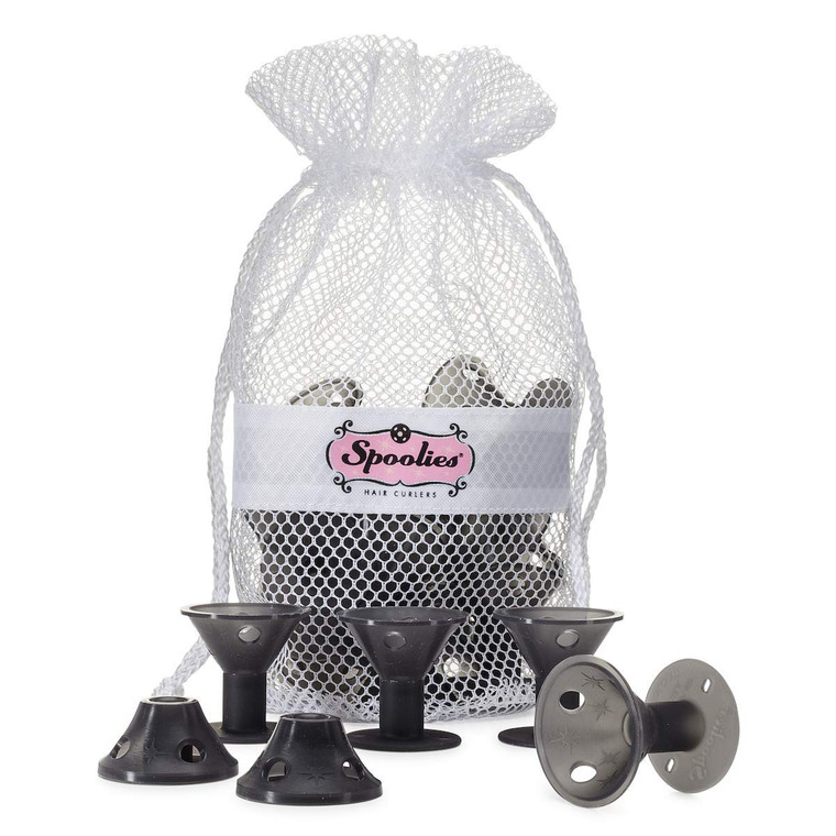 Spoolies Original Hair Curlers, Heatless Silicone Rollers with Mesh Bag Gift for Natural Hair, Hair Extension plus Wigs, Made in USA, 15 Jumbo Size (