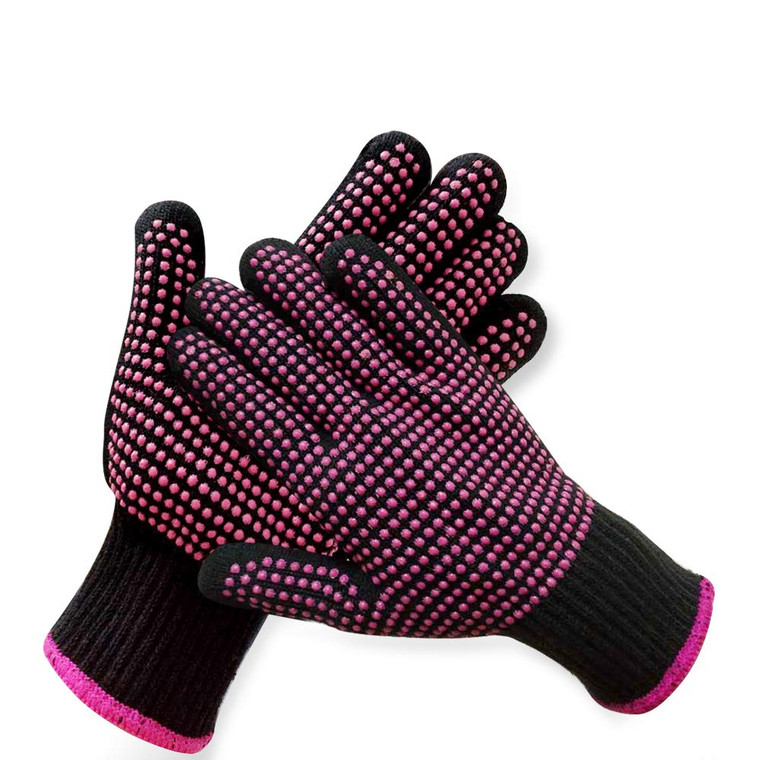 AFT90 2 Pcs Professional Heat Resistant Glove for Hair Styling Heat Blocking Gloves for Curling, Flat Iron and Hair Styling Tools, Silicone Bump, Pin