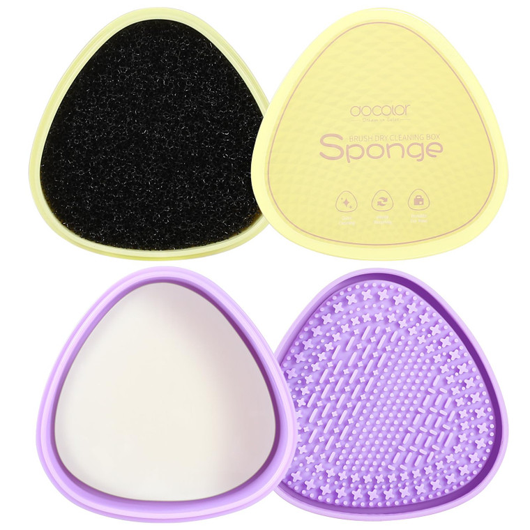Docolor Makeup Brushes Cleaner Set Solid Soap Cleanser with Color Removal Sponge, Makeup Brush Cleaner Mat Brushes Shampoo for Cleaning Makeup Sponge