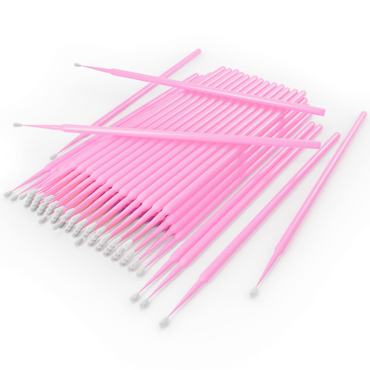 HGLOZ Microswabs for Eyelash Extensions Pack of 500 in Pink  2mm Soft Micro Applicator Brush with Microfiber Wands  Suitable for Cleaning and Apply
