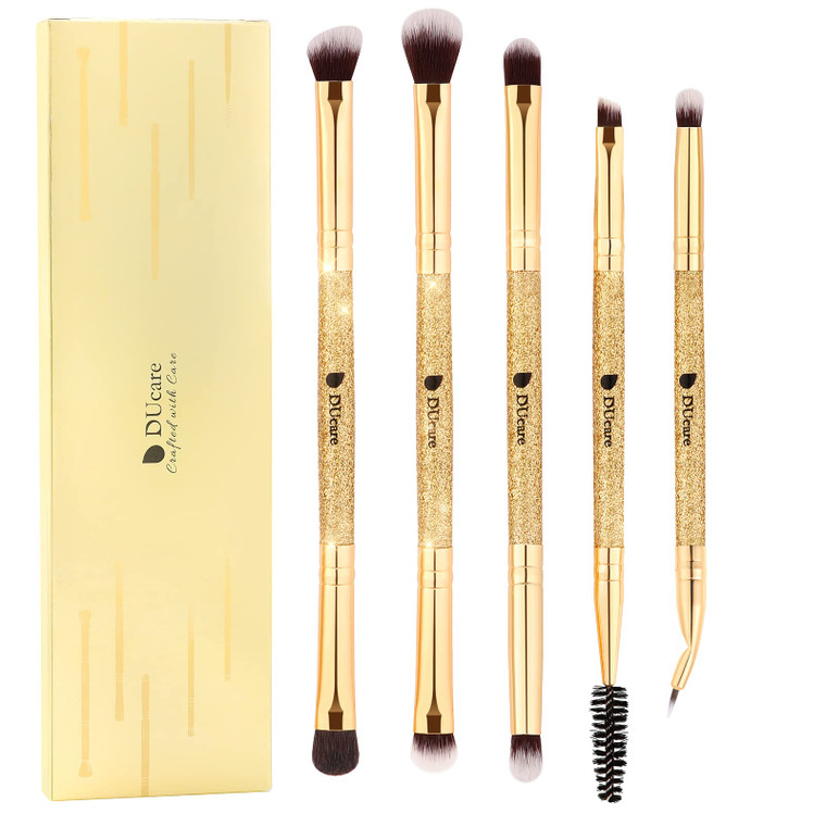 DUcare Eyeshadow Brushes Set Duo End Eye Makeup Brushes Eyeshadow Brush set 5Pcs Travel Concealer Eyebrow Eyelash Eye Liners Blending