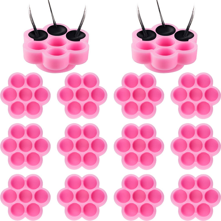 Maitys 200 Pcs Flower Glue Cup Lash Glue Holder Volume Eyelash Extension Flower Pallet Pad Easy Fan Eyelash Ring Cup Bulk for Women Girls Extension L