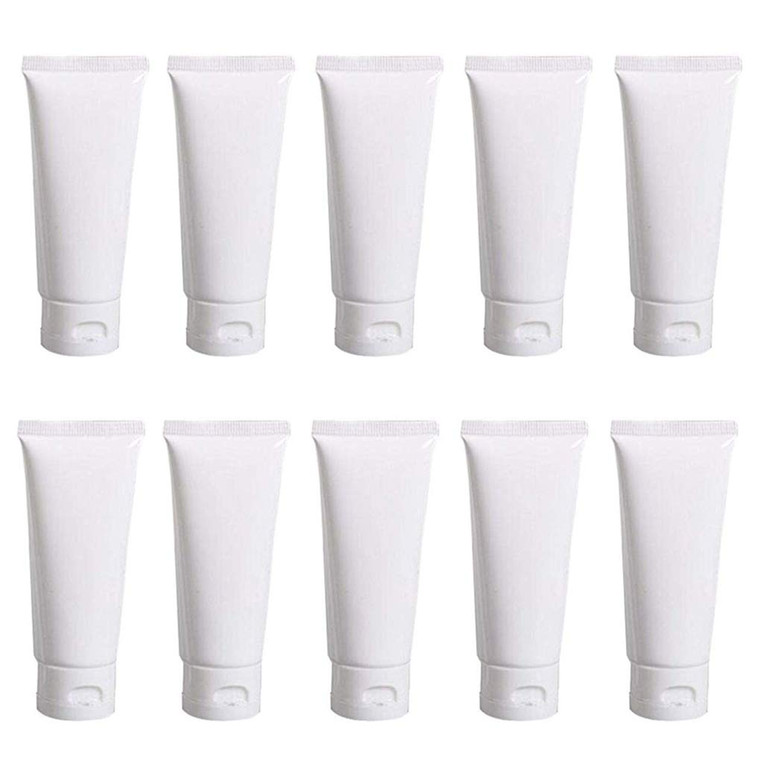 20PCS White Plastic Refill Cosmetic Soft Tubes Leakproof Makeup Travel Packing Vials Bottles with Flip Cover Sample Storage Containers Dispenser for