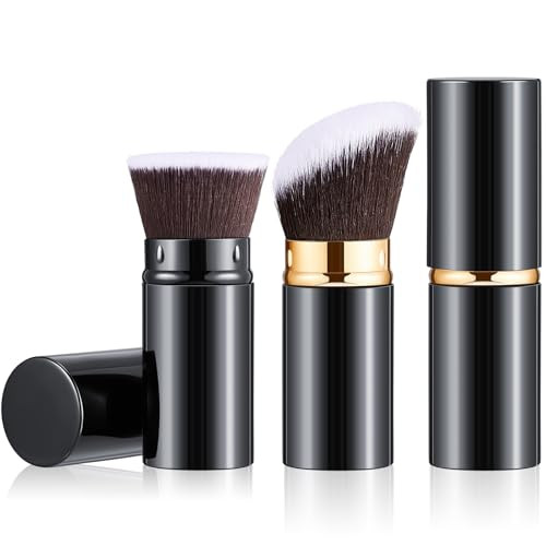 Tessco for you 2 Pcs Retractable Kabuki Makeup Brush Powder Foundation Makeup Brushes Portable Travel for Blush Bronzer Buffing Loose Powder Cream Su