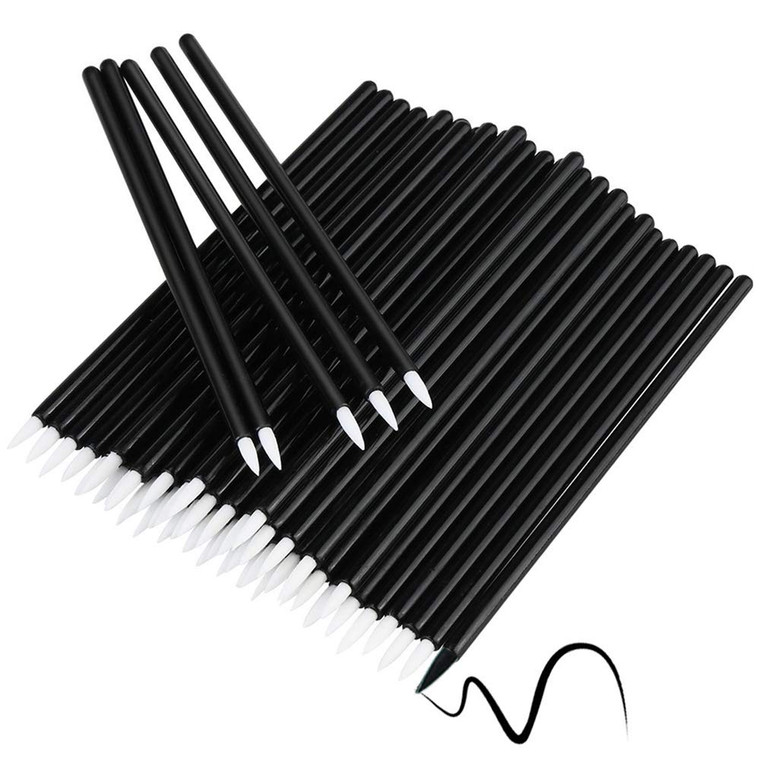 Bysiter Disposable Eyeliner Brush Eye shadow Applicator Fine Point Eye Liner Pens Lip Liner brushs Cosmetic Wands Makeup Tool set?200pcs (Black)