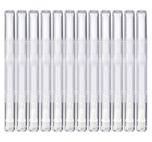 MOTYYA 12 Pack 3 ml Transparent Twist Pens, Empty Nail Oil Pen with Brush Tip, Cosmetic Lip Gloss Container Applicators Eyelash Growth Liquid Tube (1