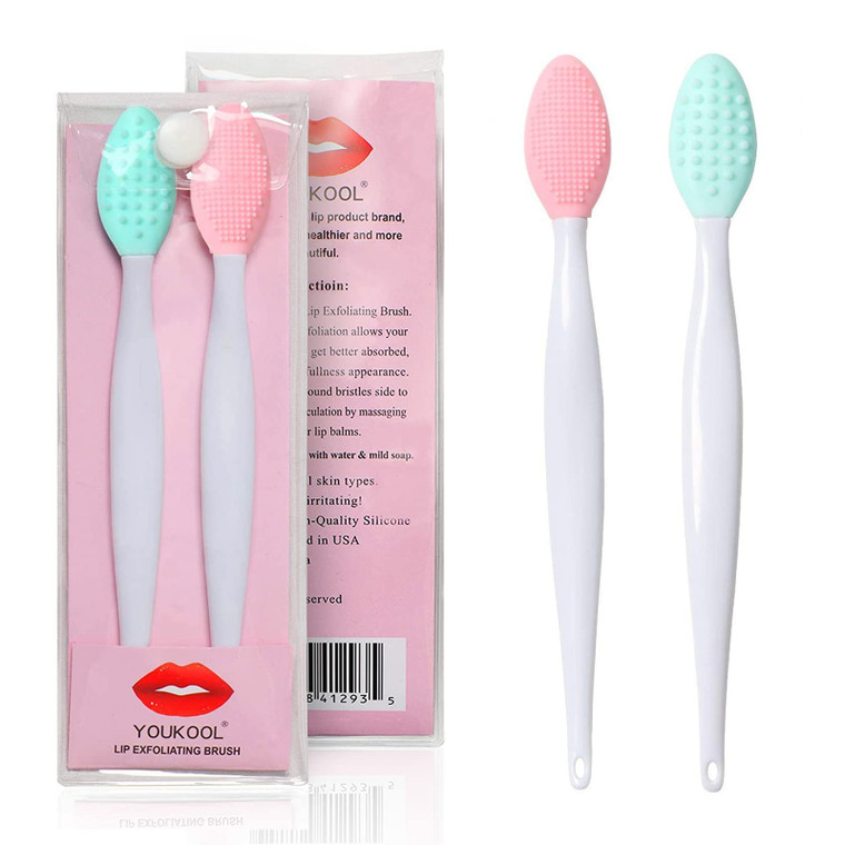 Lip Scrub Brush,Lip Scrubber Exfoliator,Double-Sided Silicone Lip Exfoliating Tool,Gentle Lip Exfoliator Scrubber Brush for Smooth,Soft,Bright,and He