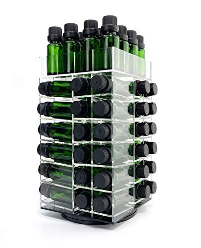 JEREVER Essential Oil Storage Rack Rotating Tower Organizer Acrylic Clear Display Holder for 64 bottles 5ml 10ml 15ml (Bottles not Included)