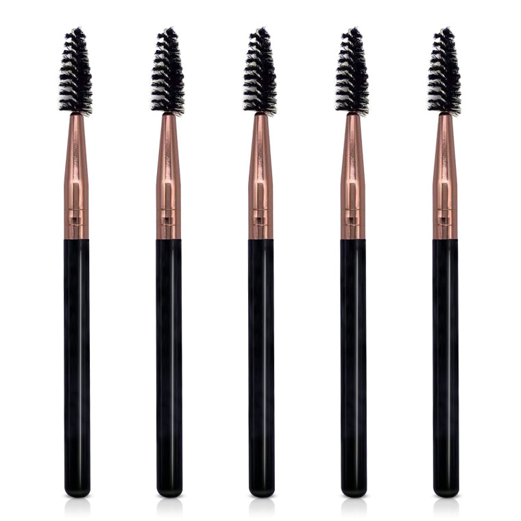 UorPoto Mascara Brush Wands Makeup Lash Spoolies Set 5Pcs Spooly Eyelash Eyebrow Brushes Applicators for Extensions Reusable JMS-5