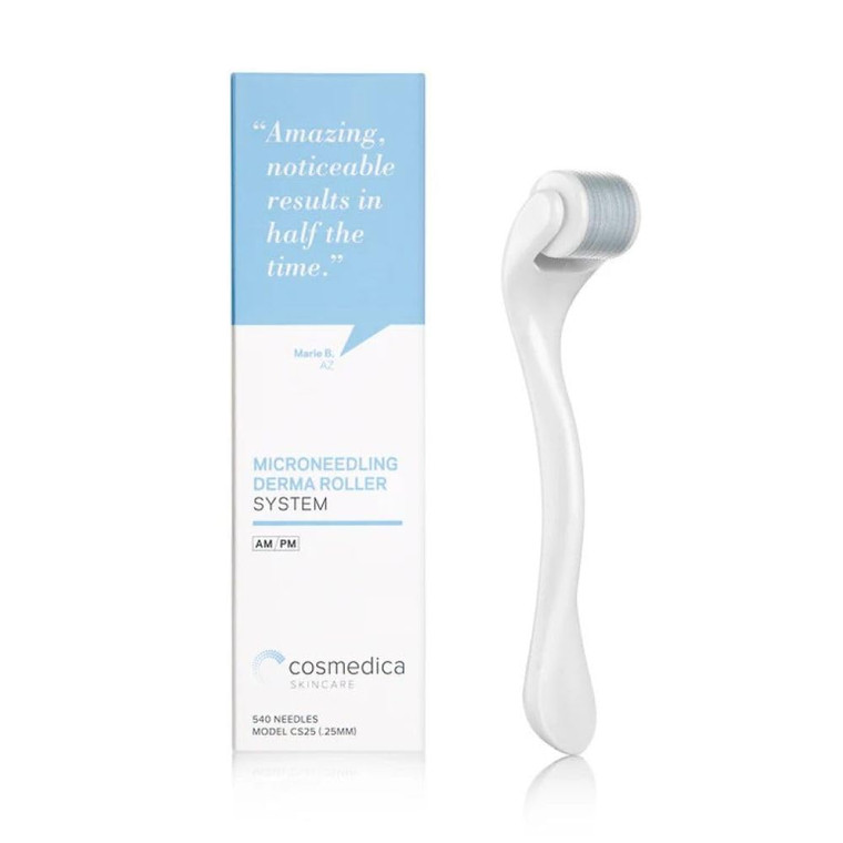 Cosmedica Microneedling Derma Roller for Face 0.25 mm Facial 540 Micro Needles, Skin Care Cosmetic Needling Instrument, Stainless Steel