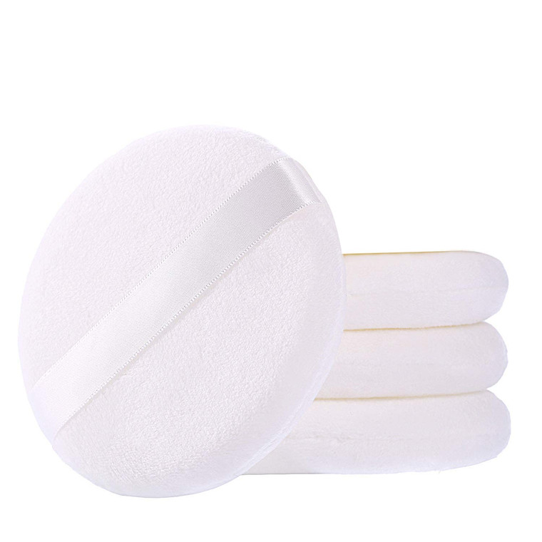 WSYUB Powder Puff, Powder Puff for Body Powder, Ultra Soft Large Velour Body Powder Puffs, 4.13 inch,4pcs?White, Round