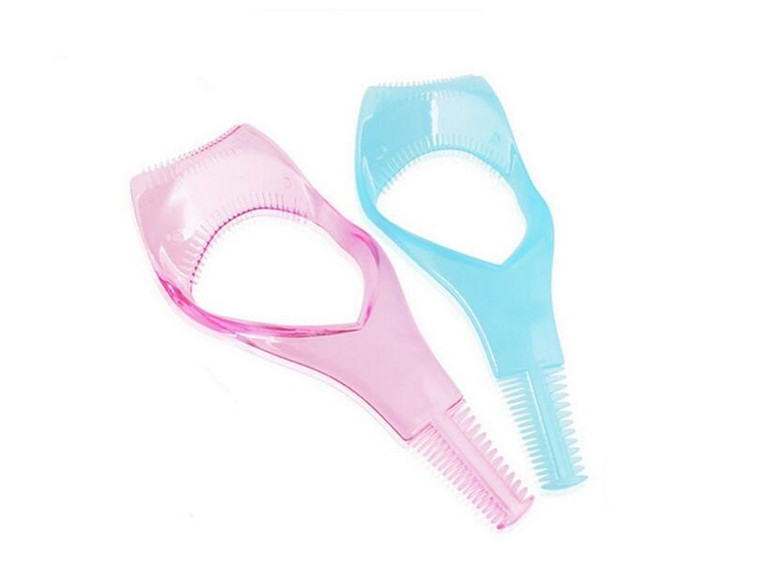 2PCS Women Lady Upper Lower Eyelash Mascara Guard Applicator Guide Template with Eyelash Comb Girls Plastic Eye Lash Assistant Helper Stencil Shaper