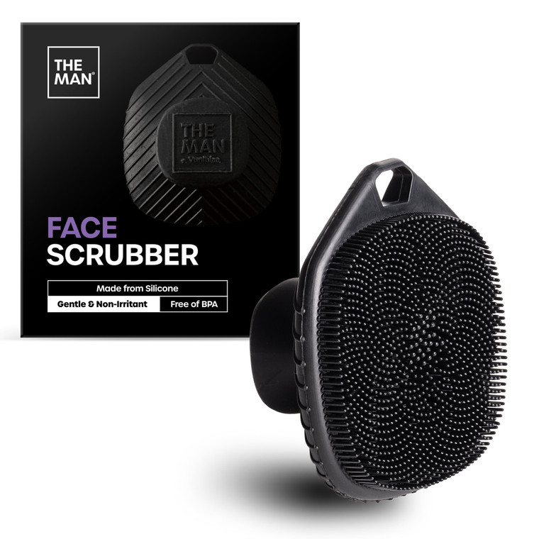 The Man Silicone Face Scrubber for Men - Gentle Exfoliator Face Massager - Removes Dead & Dry Skin - Facial Cleansing Brush