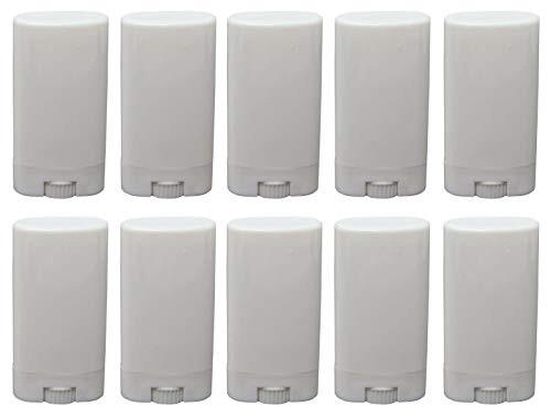 10 Pack 15ml Empty Plastic Tubes Oval Twist-Up Deodorant & Lip Balm ContainersWhite DIY Tubes for Homemade, Crayon Holder (0.5 Oz)