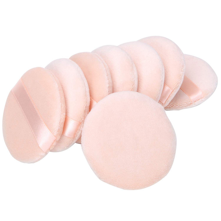 Senkary 8 Pieces Face Powder Puffs Soft Cotton Makeup Powder Pads for Loose, Setting, Pressed and Body Powder (3.35 Inch)