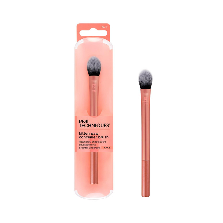 Real Techniques Brightening Concealer Makeup Brush, Viral Kitten Paw Brush Conceals Under Eyes, & Imperfections, Cover Dark Circles, For Brightener &