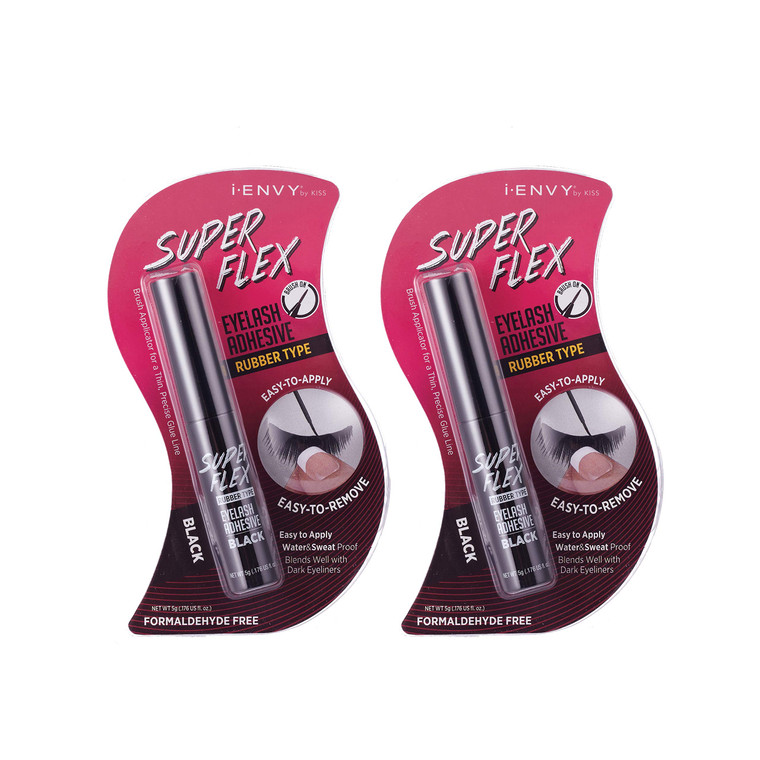 iENVY Super Flex Brush Eyelash Adhesive Rubber Type Black 0.176 oz KPEG07 (2 PACK)
